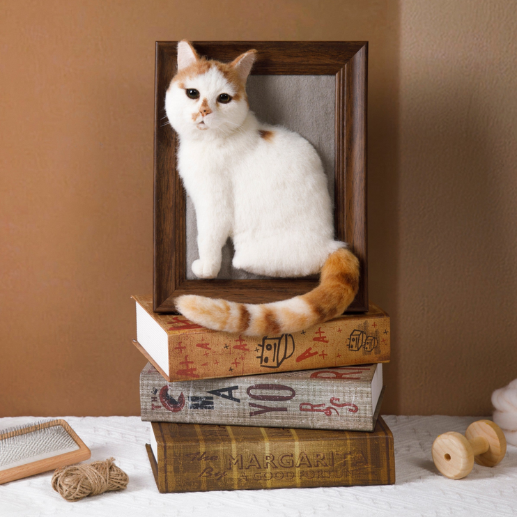 Portrait de Chat Encadré - Illustration Personnalisée en Feutrage à l'Aiguille 🐱🎨
